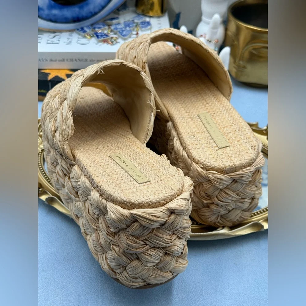 🆕 LOEFFLER RANDALL 🧿 NWOB Aaron Natural Braided Platform Straw Mule, Sz 9